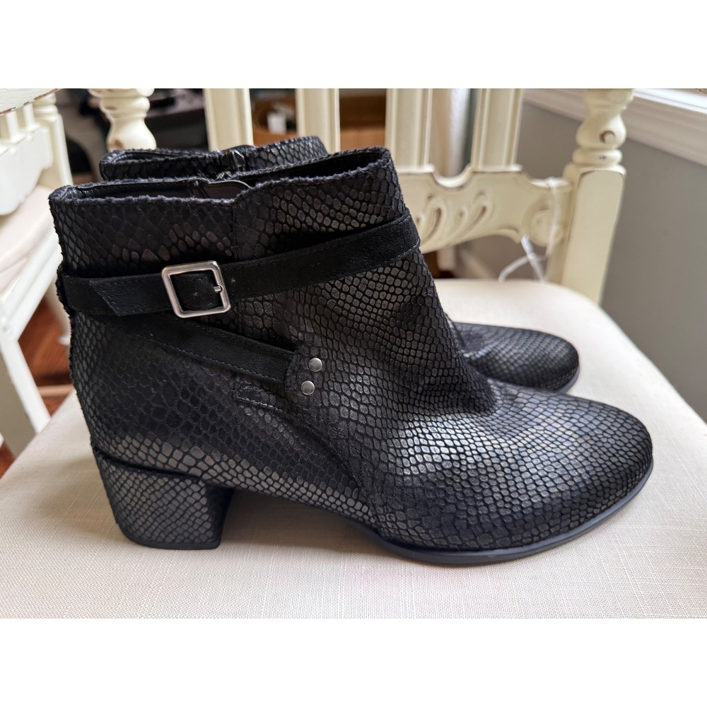SOUL Naturalizer Rachelle Black Snakeskin Ankle Boots Womens 11M Block Heel